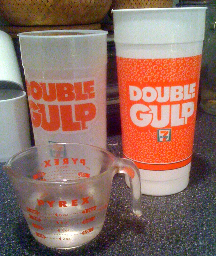 7-11 Double Gulp Cups - and the leftover 7 ounces....